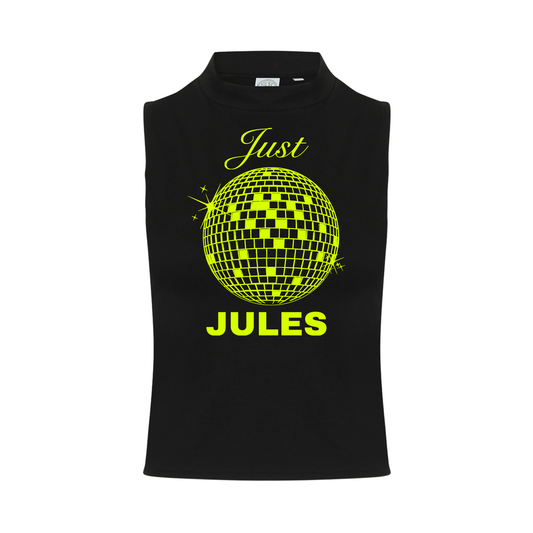 Just Jules Disco Ball Neon UV Reactive Sleeveless Crop