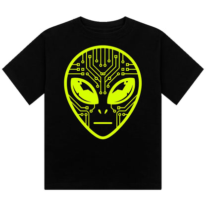 Alien Circuit Neon UV Reactive Cropped Tshirt