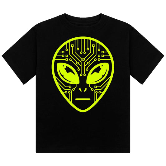 Alien Circuit Neon UV Reactive Cropped Tshirt