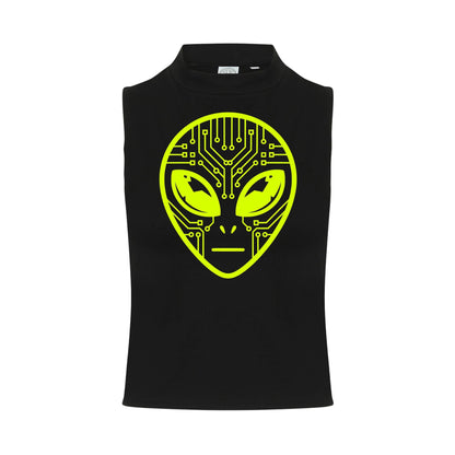 Alien Circuit Neon UV Reactive Sleeveless Crop