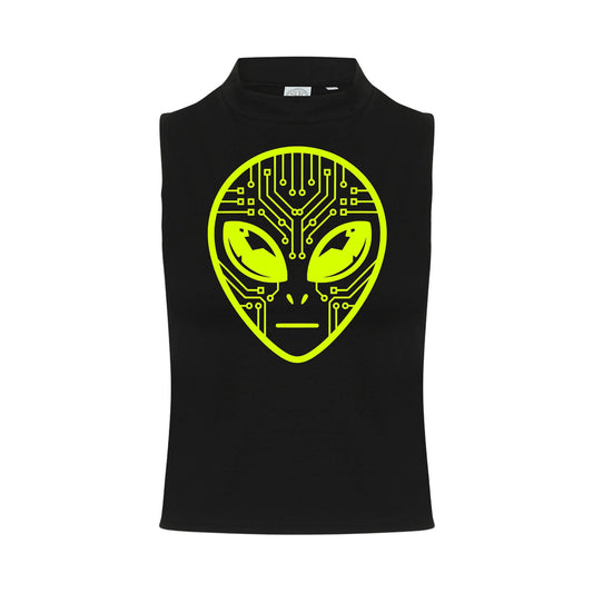 Alien Circuit Neon UV Reactive Sleeveless Crop