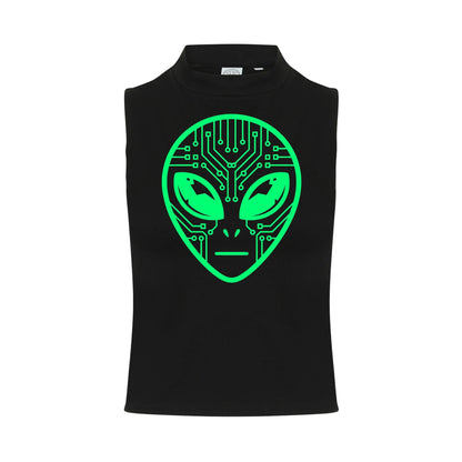 Alien Circuit Neon UV Reactive Sleeveless Crop
