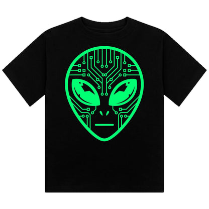 Alien Circuit Neon UV Reactive Cropped Tshirt