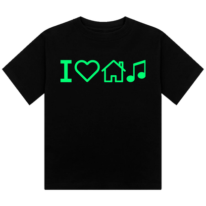I Love House Music Neon UV Reactive Cropped Tshirt