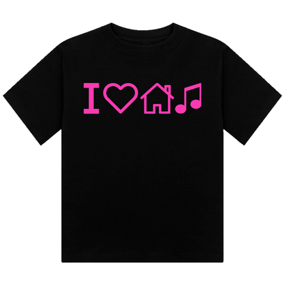 I Love House Music Neon UV Reactive Cropped Tshirt