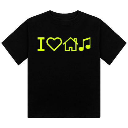 I Love House Music Neon UV Reactive Cropped Tshirt
