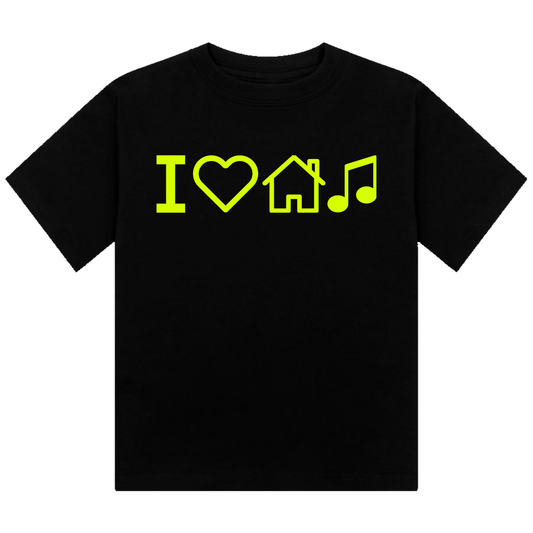 I Love House Music Neon UV Reactive Cropped Tshirt