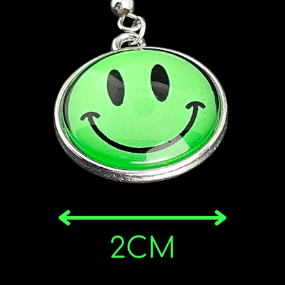 Green Smiley Drop Earrings