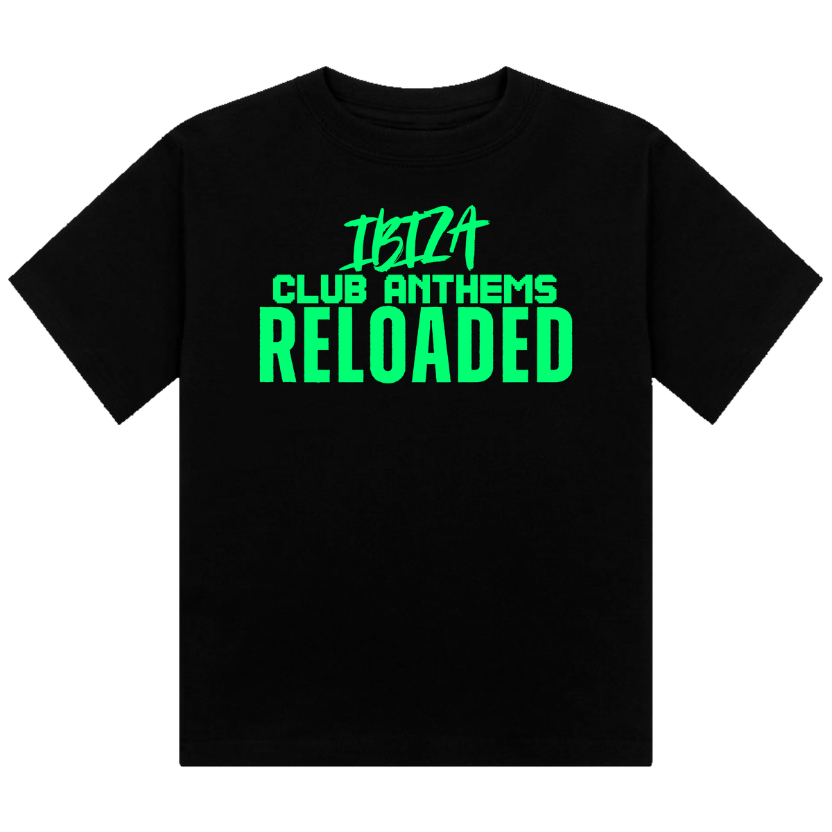 Ibiza Club Anthems Neon UV Reactive Cropped Tshirt
