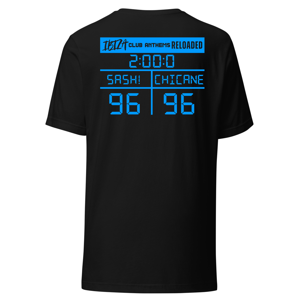 Ibiza Club Anthems Sash! 0r Chicane Backprint Neon UV Reactive Logo Classic Short Sleeved Tshirt