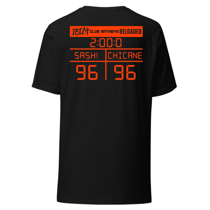 Ibiza Club Anthems Sash! 0r Chicane Backprint Neon UV Reactive Logo Classic Short Sleeved Tshirt