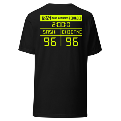 Ibiza Club Anthems Sash! 0r Chicane Backprint Neon UV Reactive Logo Classic Short Sleeved Tshirt