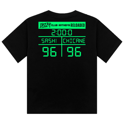 Ibiza Club Anthems Sash! or Chicane Backprint Neon UV Reactive Cropped Tshirt