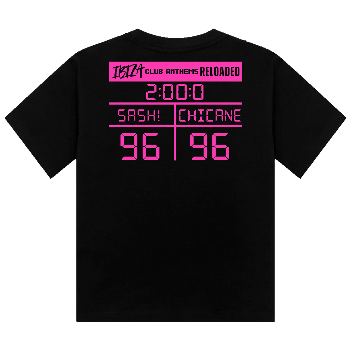 Ibiza Club Anthems Sash! or Chicane Backprint Neon UV Reactive Cropped Tshirt