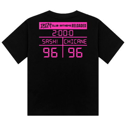 Ibiza Club Anthems Sash! or Chicane Backprint Neon UV Reactive Cropped Tshirt