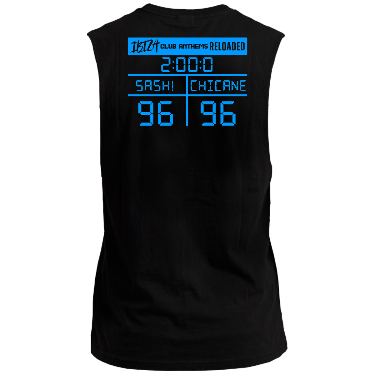 Ibiza Club Anthems Sash! or Chicane Backprint  Neon UV Reactive Sleeveless Tshirt