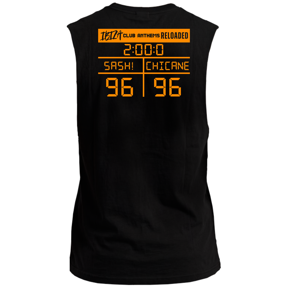 Ibiza Club Anthems Sash! or Chicane Backprint  Neon UV Reactive Sleeveless Tshirt