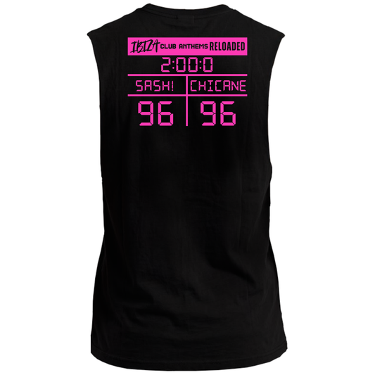 Ibiza Club Anthems Sash! or Chicane Backprint  Neon UV Reactive Sleeveless Tshirt