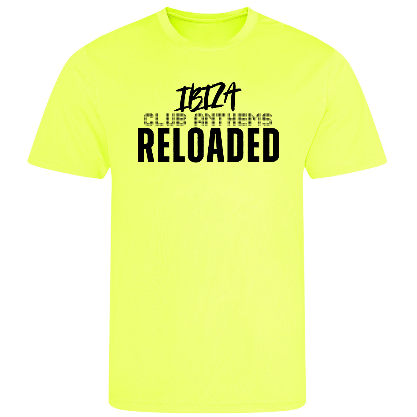 Ibiza Club Anthems Neon UV Reactive Performance Short Sleeved Tshirt
