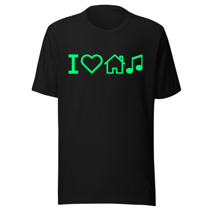 I Love House Music UV Reactive Classic Short Sleeved Tshirt