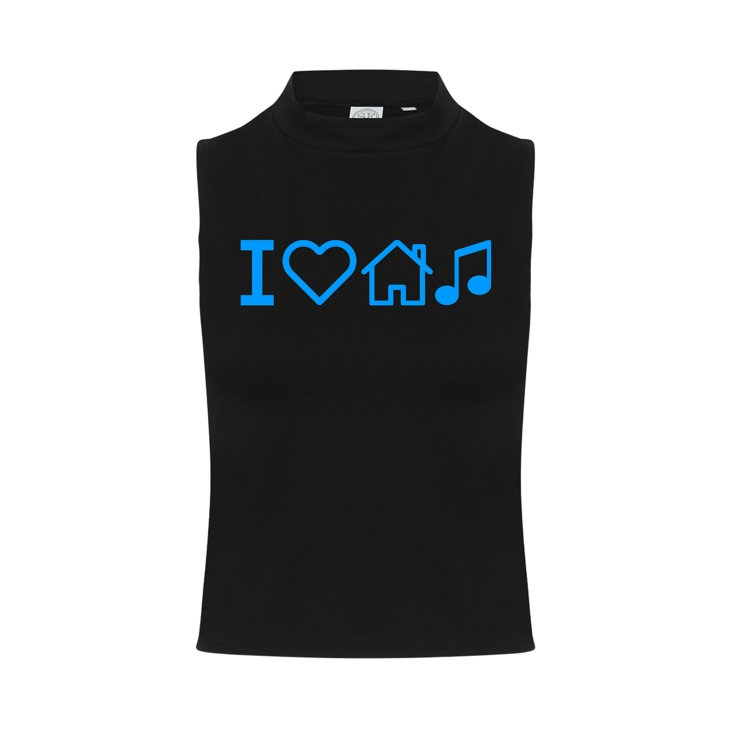 I Love House Music Neon UV Reactive Sleeveless Crop