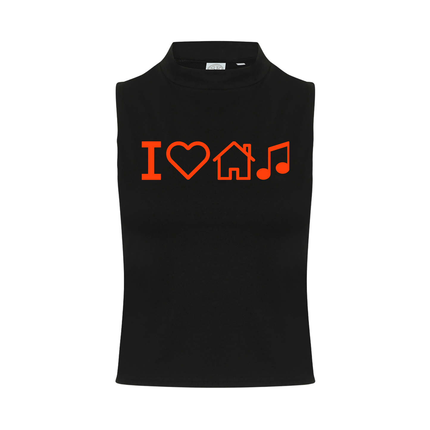 I Love House Music Neon UV Reactive Sleeveless Crop