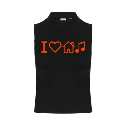 I Love House Music Neon UV Reactive Sleeveless Crop