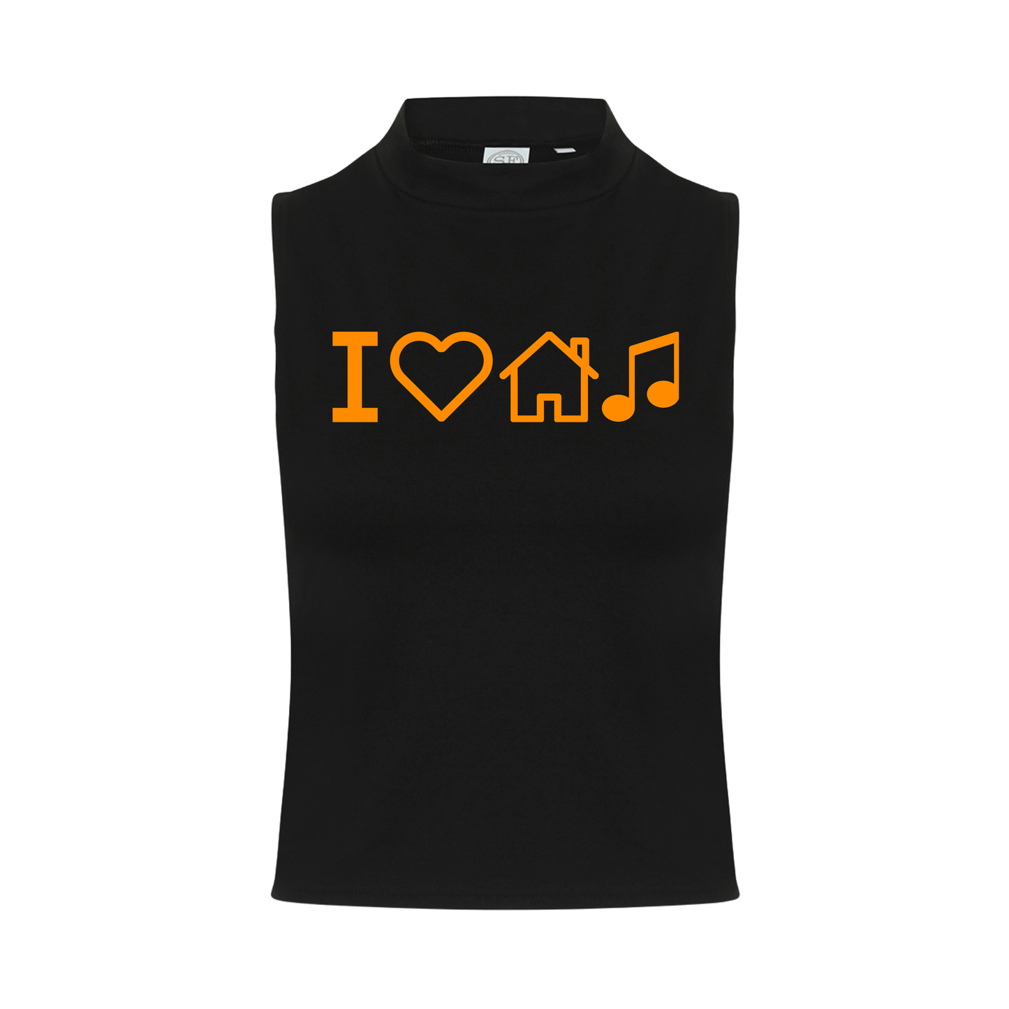 I Love House Music Neon UV Reactive Sleeveless Crop