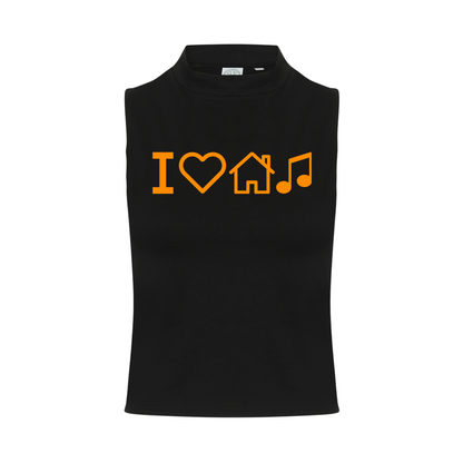 I Love House Music Neon UV Reactive Sleeveless Crop