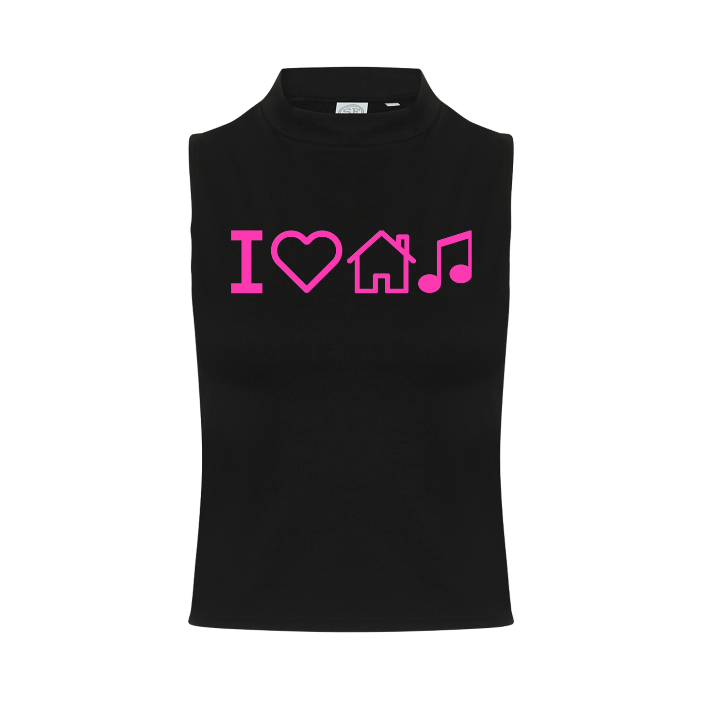I Love House Music Neon UV Reactive Sleeveless Crop