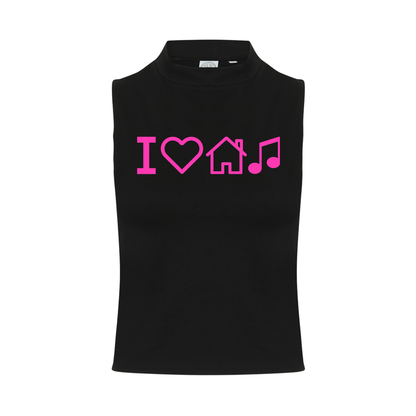I Love House Music Neon UV Reactive Sleeveless Crop