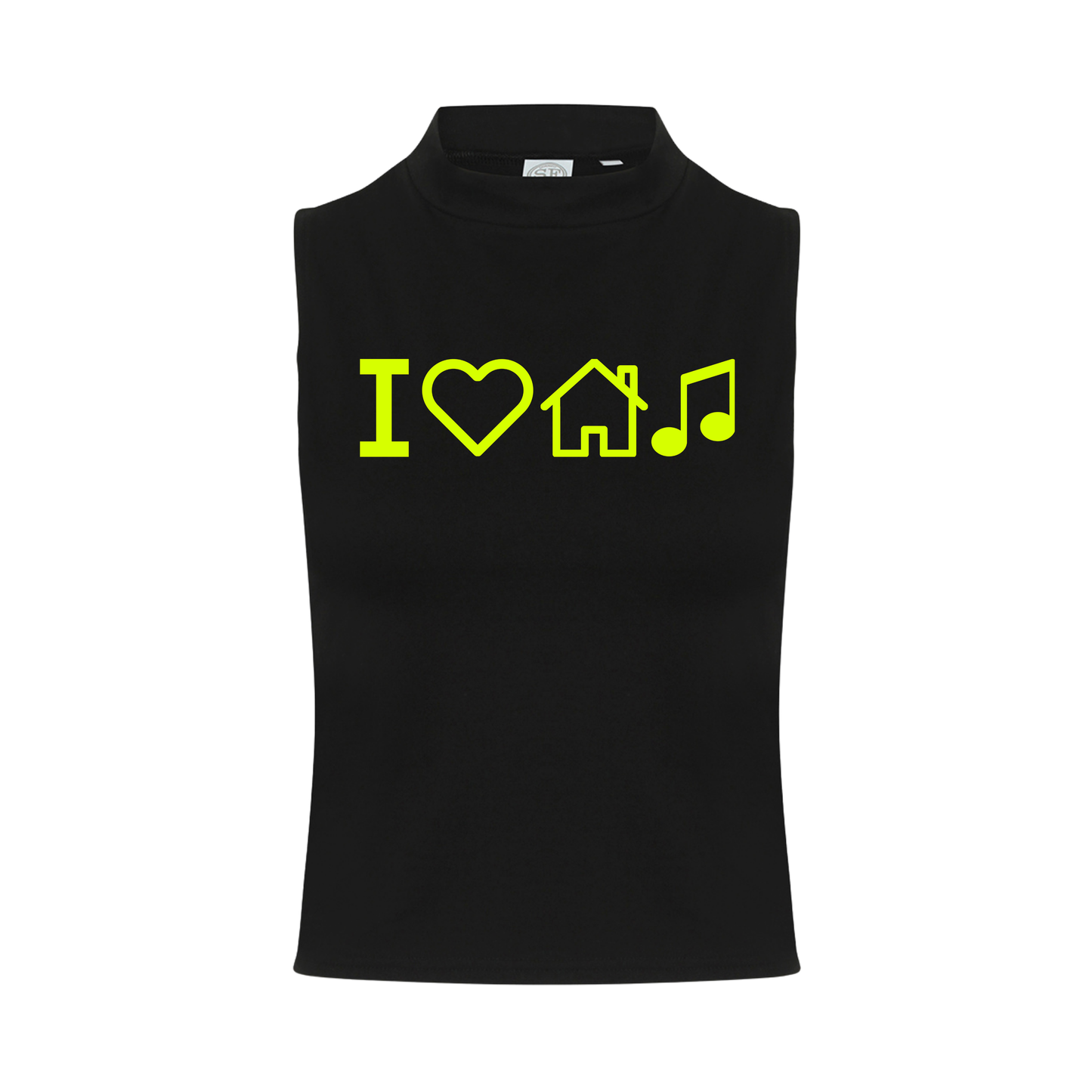 I Love House Music Neon UV Reactive Sleeveless Crop