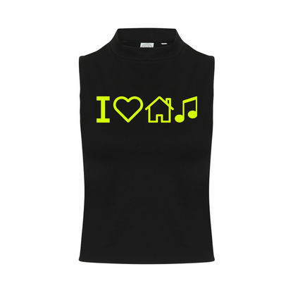 I Love House Music Neon UV Reactive Sleeveless Crop