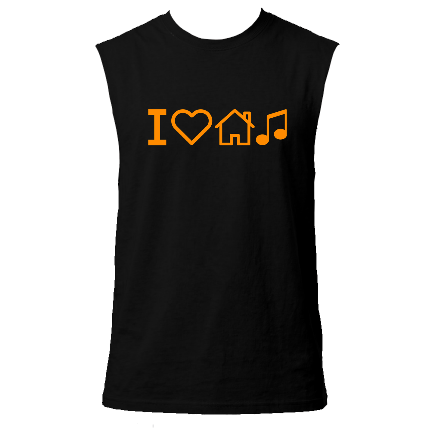 I Love House Music Neon UV Reactive Sleeveless Tshirt