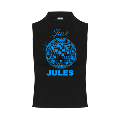 Just Jules Disco Ball Neon UV Reactive Sleeveless Crop