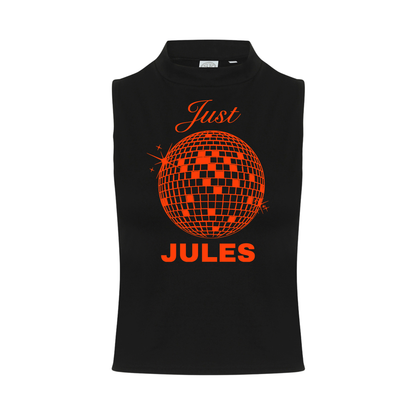 Just Jules Disco Ball Neon UV Reactive Sleeveless Crop