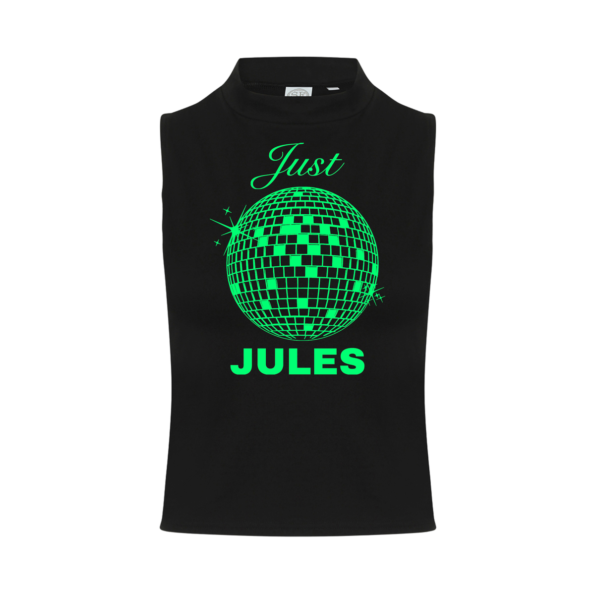 Just Jules Disco Ball Neon UV Reactive Sleeveless Crop