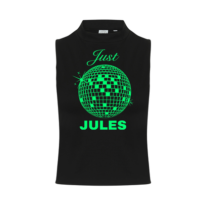 Just Jules Disco Ball Neon UV Reactive Sleeveless Crop