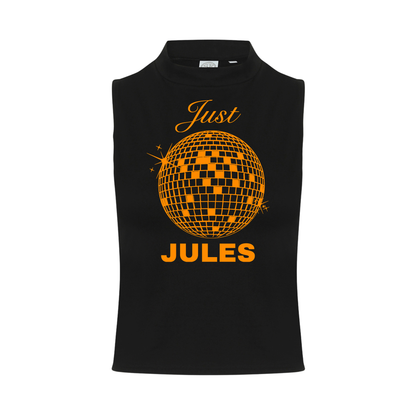 Just Jules Disco Ball Neon UV Reactive Sleeveless Crop