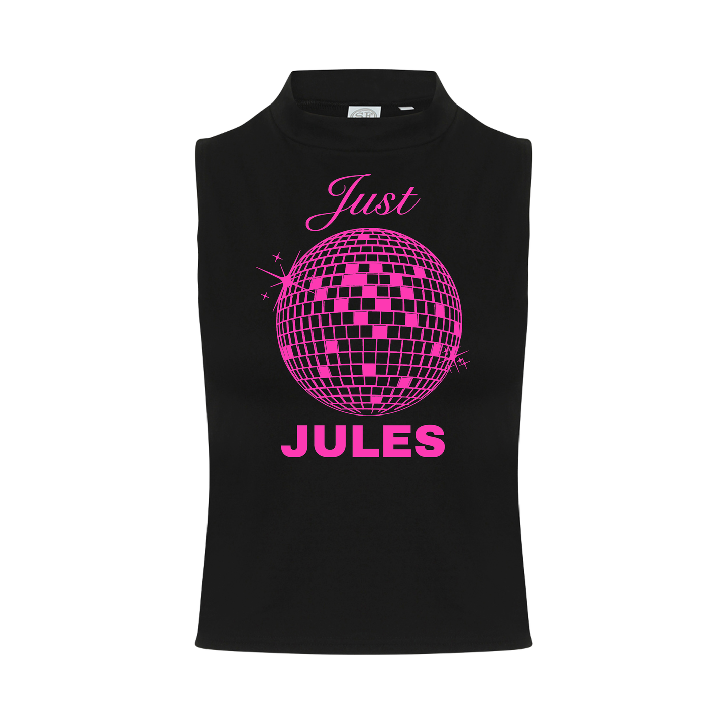 Just Jules Disco Ball Neon UV Reactive Sleeveless Crop