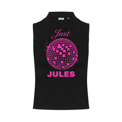 Just Jules Disco Ball Neon UV Reactive Sleeveless Crop