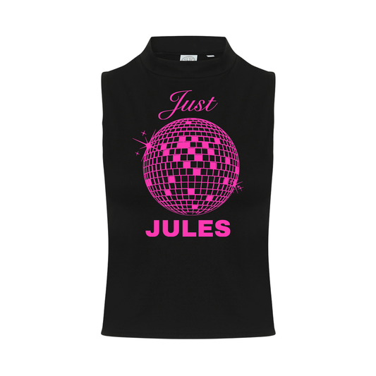 Just Jules Disco Ball Neon UV Reactive Sleeveless Crop