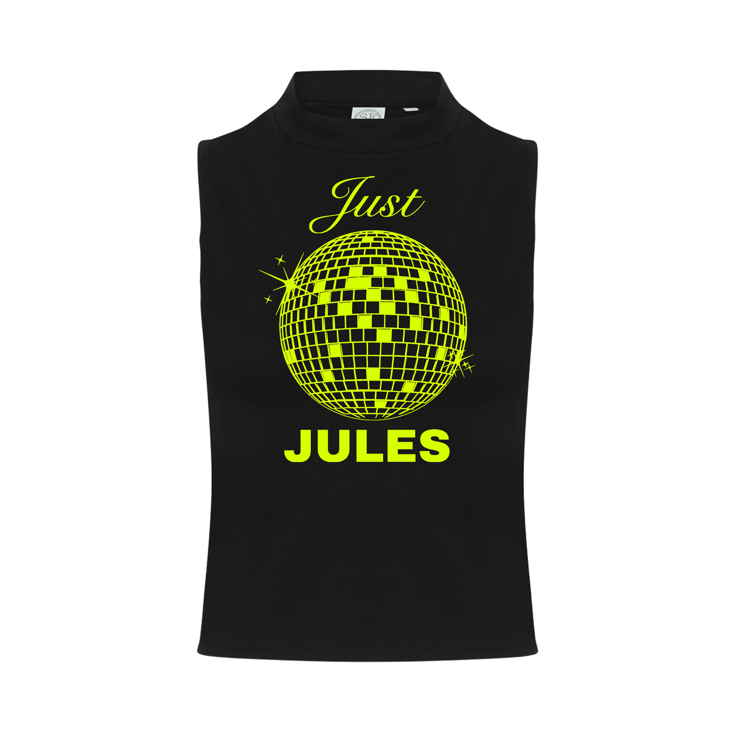 Just Jules Disco Ball Neon UV Reactive Sleeveless Crop