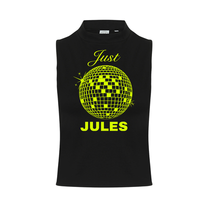 Just Jules Disco Ball Neon UV Reactive Sleeveless Crop