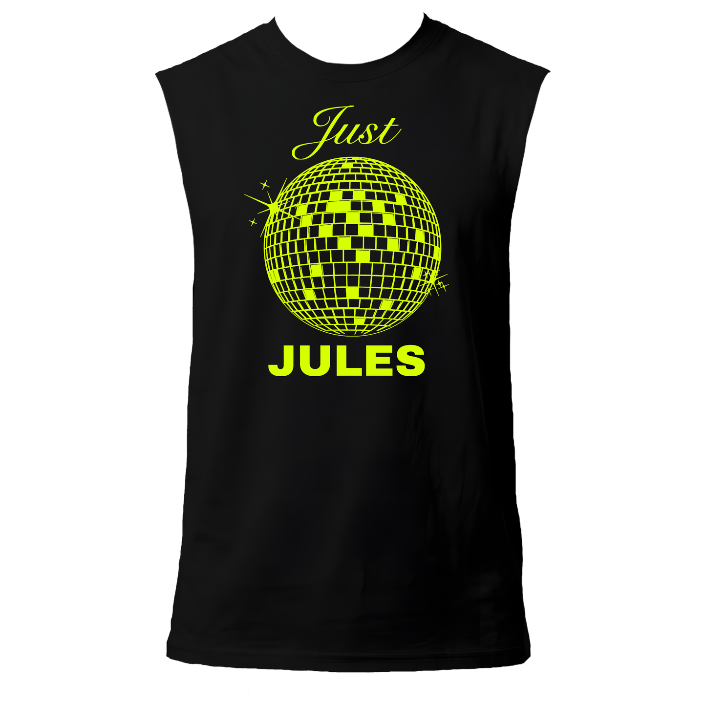Just Jules Disco Ball Neon UV Reactive Sleeveless Tshirt