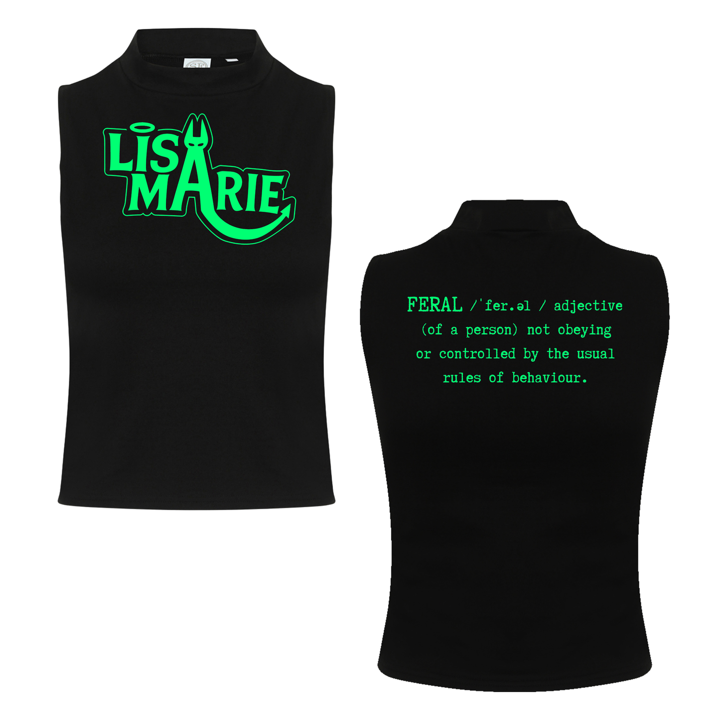 Lisa-Marie Definition of Feral Neon UV Reactive Sleeveless Crop
