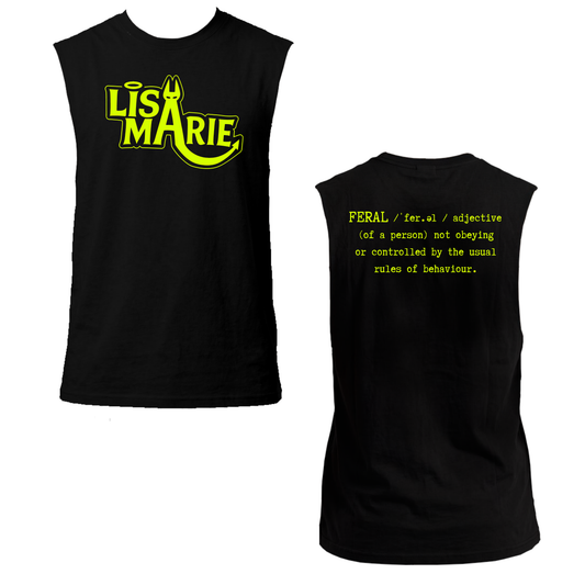 Lisa-Marie Definition of Feral  Neon UV Reactive Sleeveless Tshirt