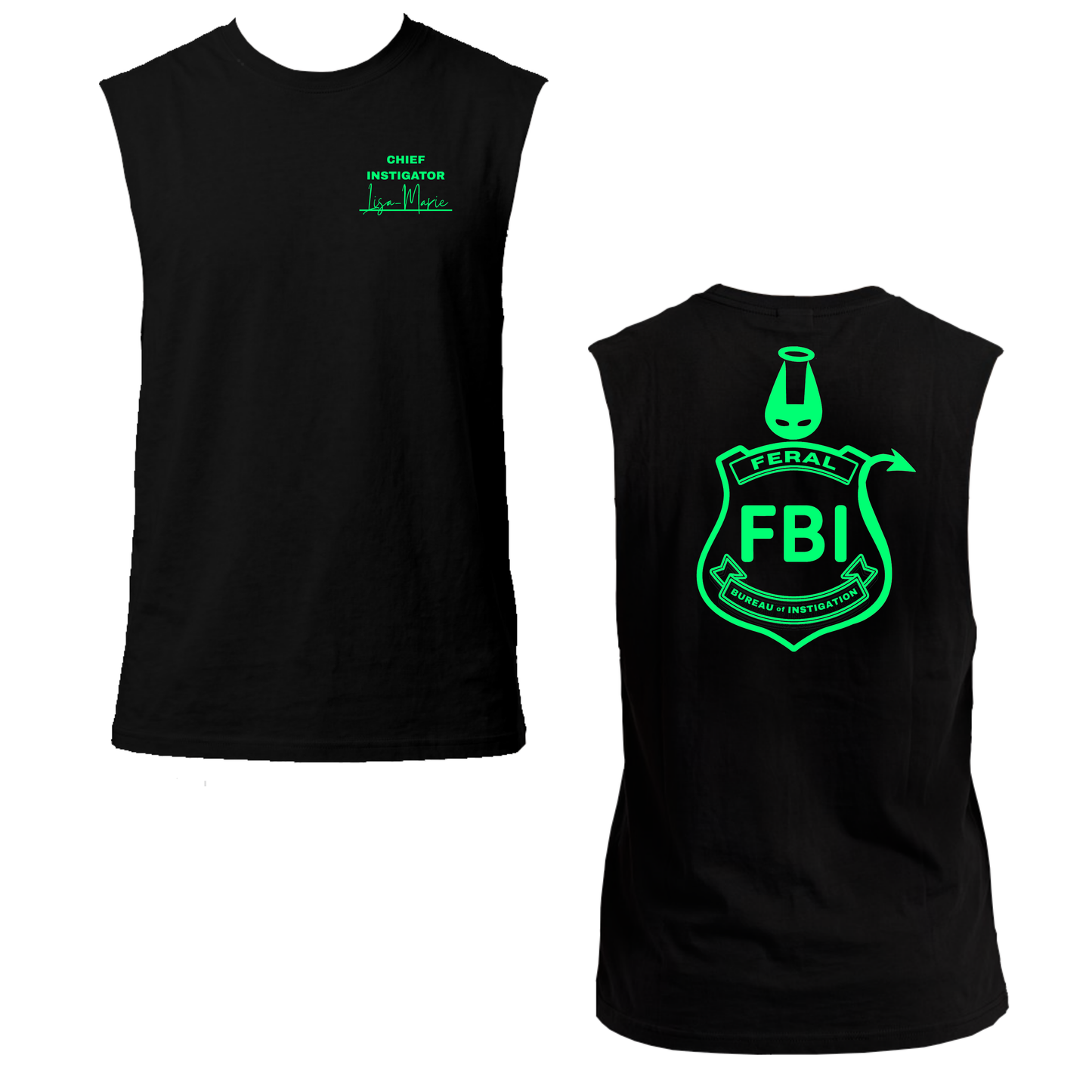 Lisa-Marie FBI Neon UV Reactive Sleeveless Tshirt