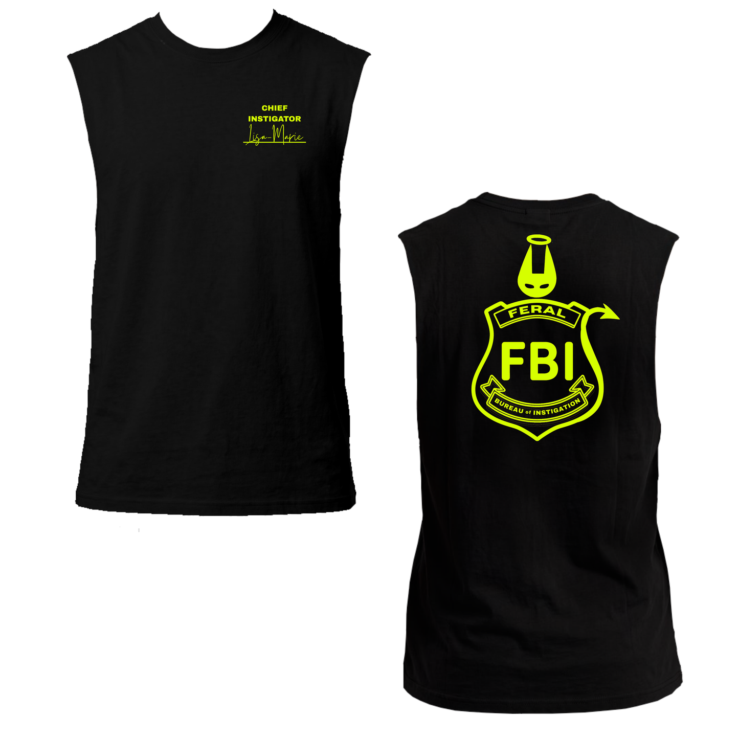 Lisa-Marie FBI Neon UV Reactive Sleeveless Tshirt