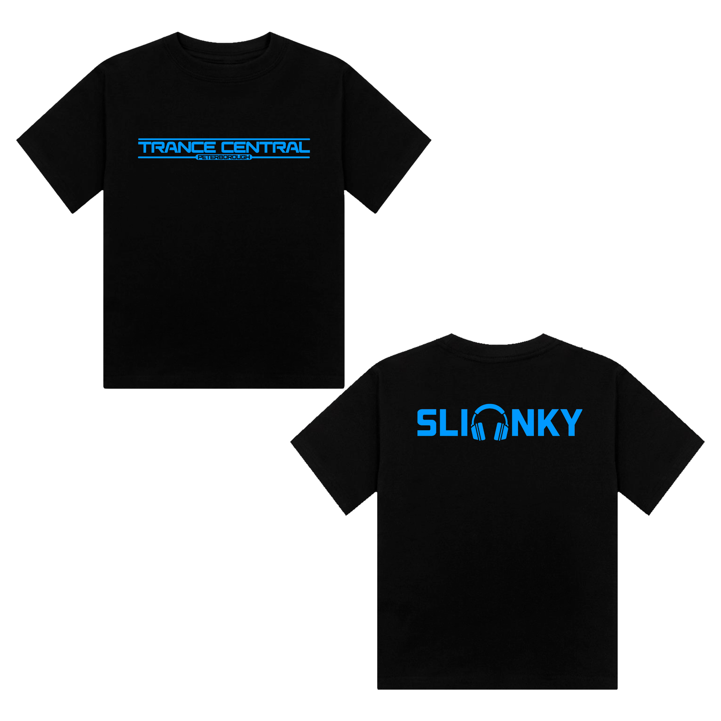 Slinky X Trance Central Neon UV Reactive Logo Front & Back Print Cropped Tshirt